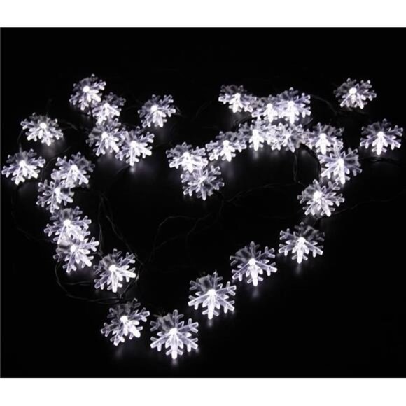 Solar Christmas String Lights Outdoor Waterproof 30 LED 20Feet Solar Snowflake - Picture 6 of 7